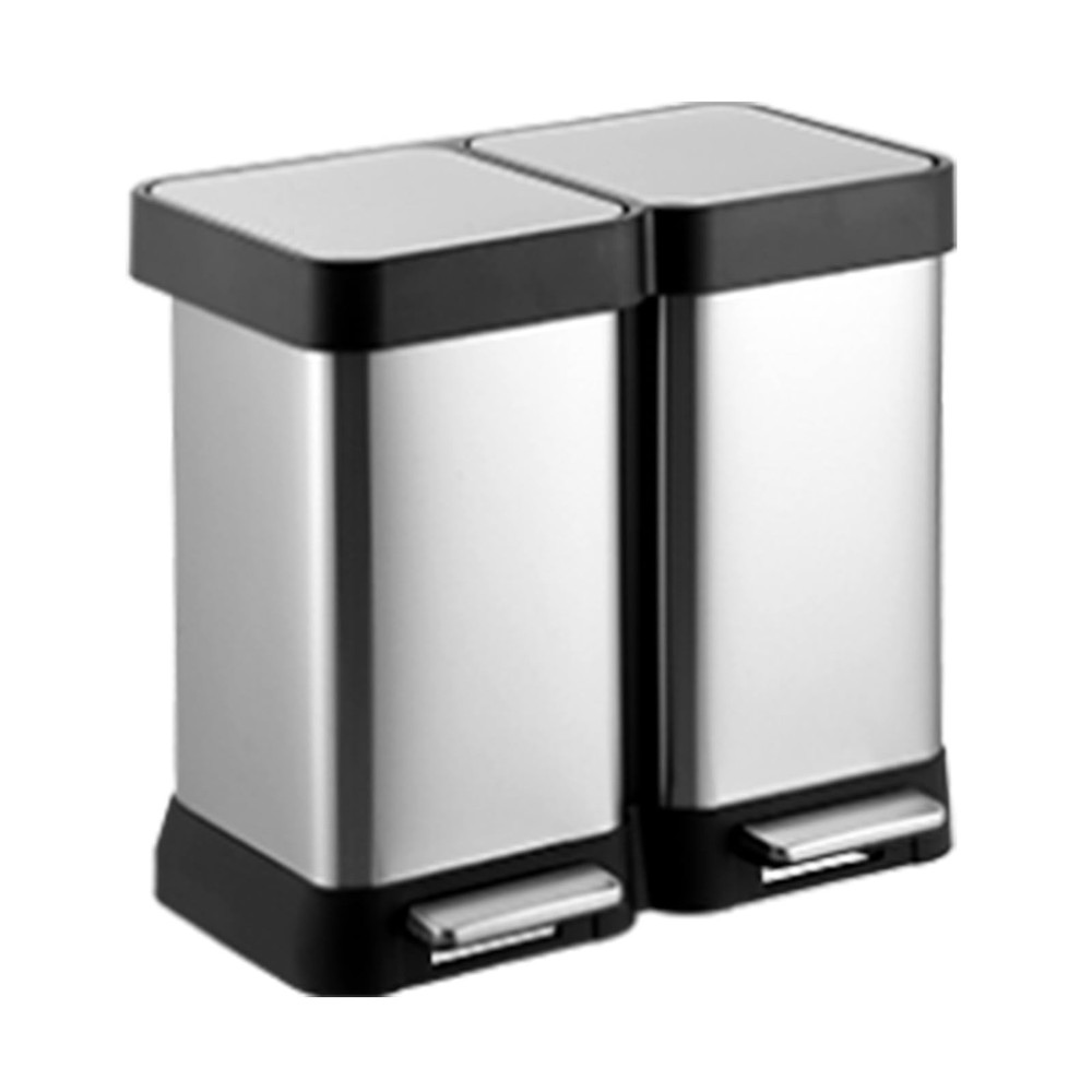 GarveeHome 13 Gallon Step-Open Dual Trash and Recycling Bin with Soft-Close L...