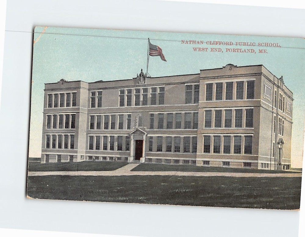 Postcard Nathan Clifford Public School Portland Maine USA