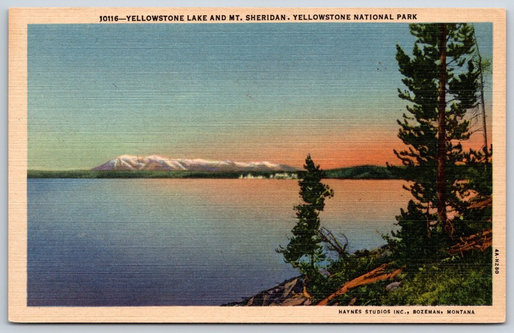 Postcard Yellowstone Lake & Mt. Sheridan, Yellowstone National Park Unposted
