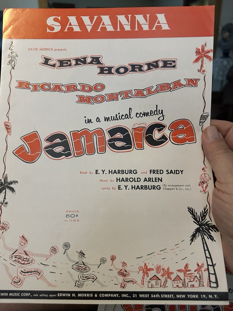 M 1957 Harold Arlen  Stage Musical sheet music JAMAICA ‘Savanna’