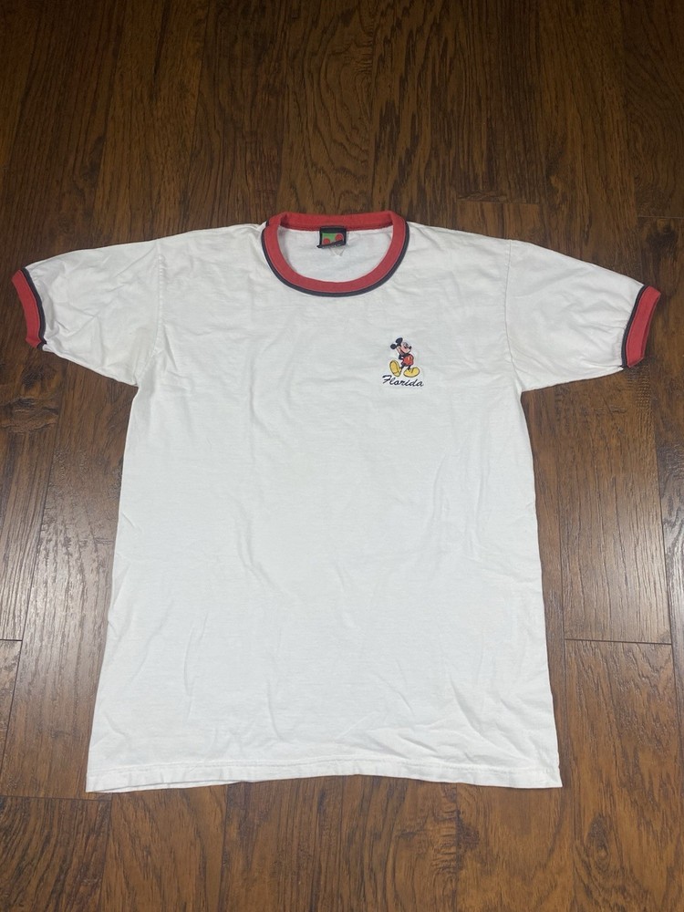 Vintage 90s Walt Disney Unlimited Mickey Mouse Ringer Tee White Black T Shirt