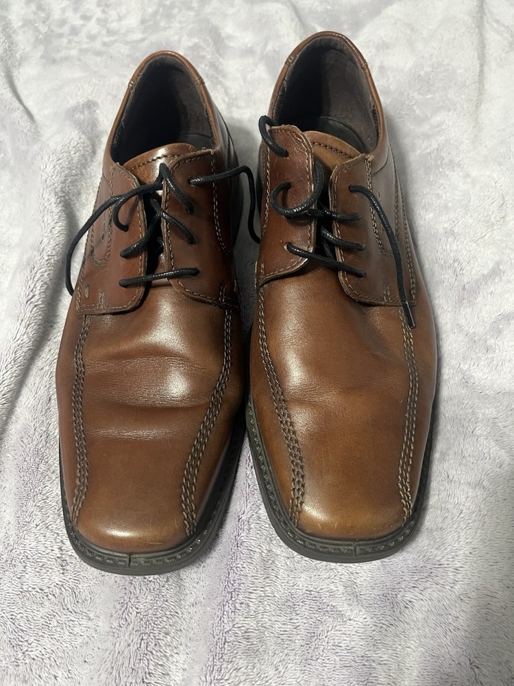 ECCO Men's Brown Leather Lace-Up Oxford Dress Shoes Square Toe US 11.5