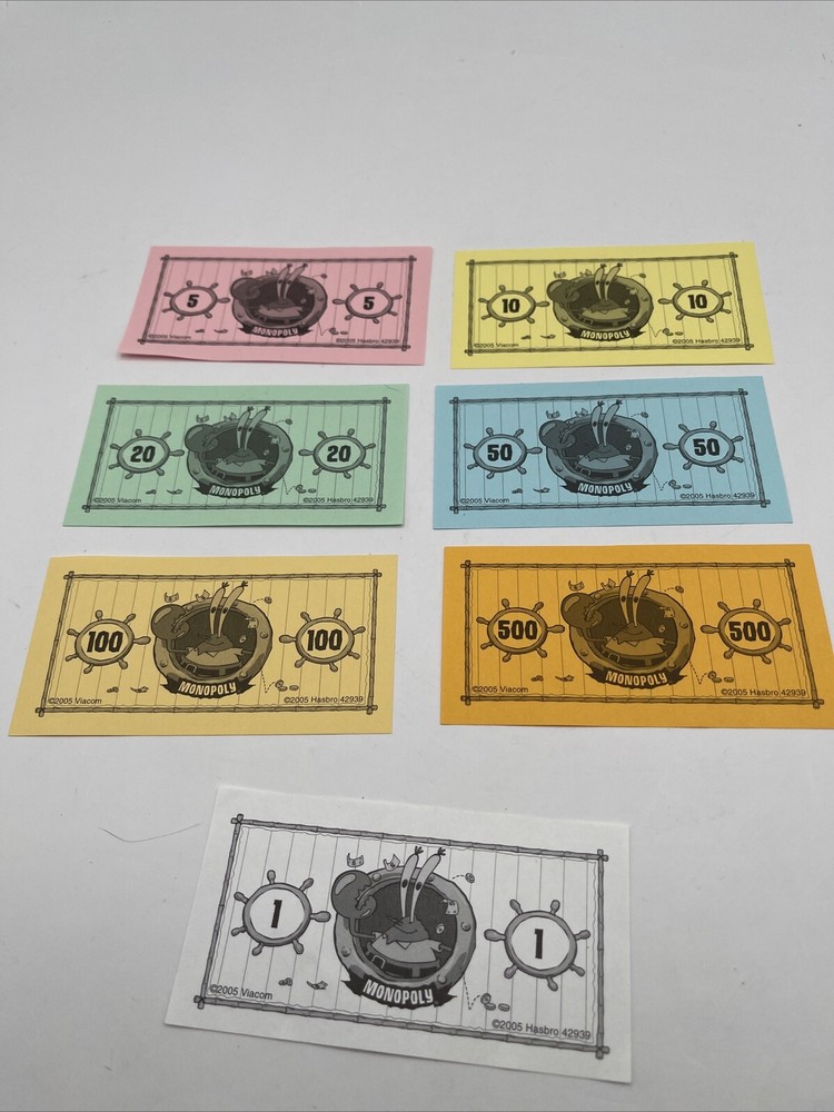 Monopoly SpongeBob Squarepants Edition 2005 Replacement Parts Cards And Money