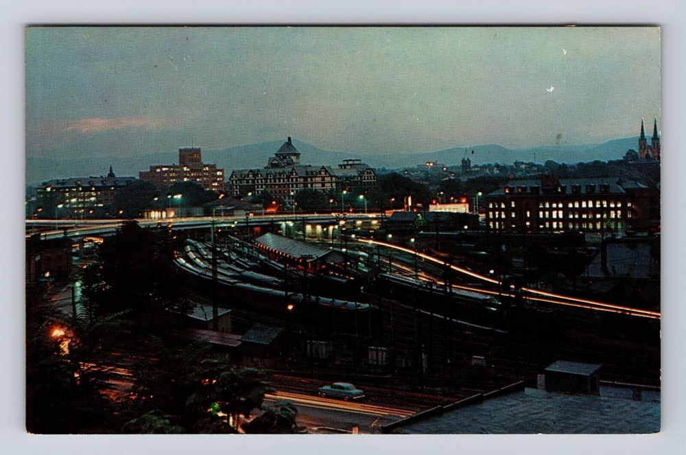 Roanoke VA-Virginia, Night View of Roanoke, Antique Vintage Souvenir Postcard