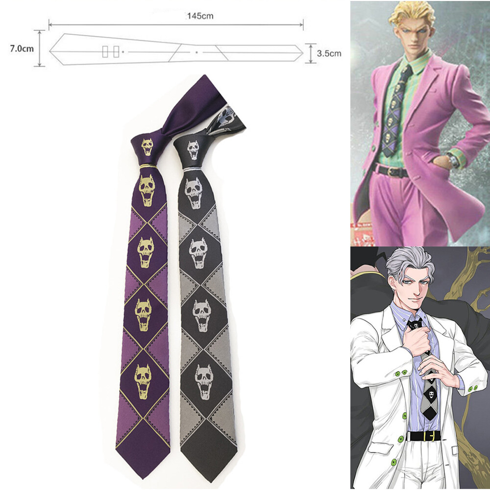 JoJo's Bizarre Adventure Tie KILLER QUEEN  Kira Yoshikage Skull Cosplay Necktie