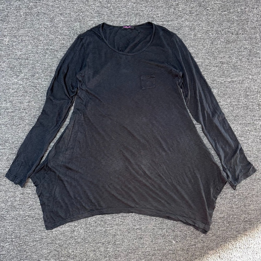 Fresh Produce Tunic Long Sleeve Gothic Handkerchief Hem Top - Womens Sz M Black