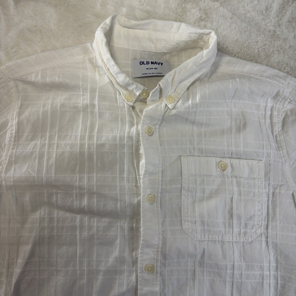 Boys Old Navy White Button Down Shirt - Size XL (14-16)