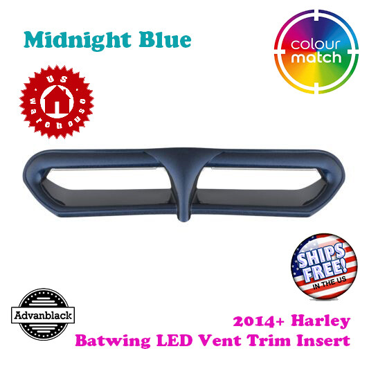 US Stock Midnight Blue Batwing LED Vent Trim Insert fit 14+ Harley Ultra