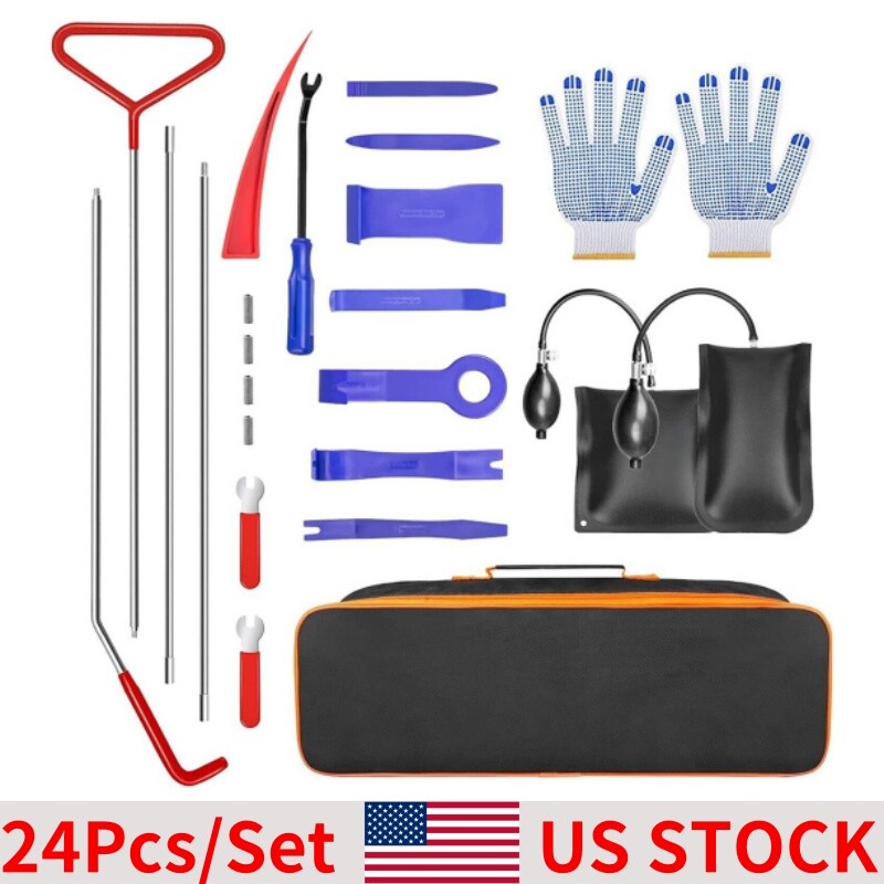 24Pcs Car Repair Kit Portable Automotive Tool Stainless Steel Set w/Carrying Bag