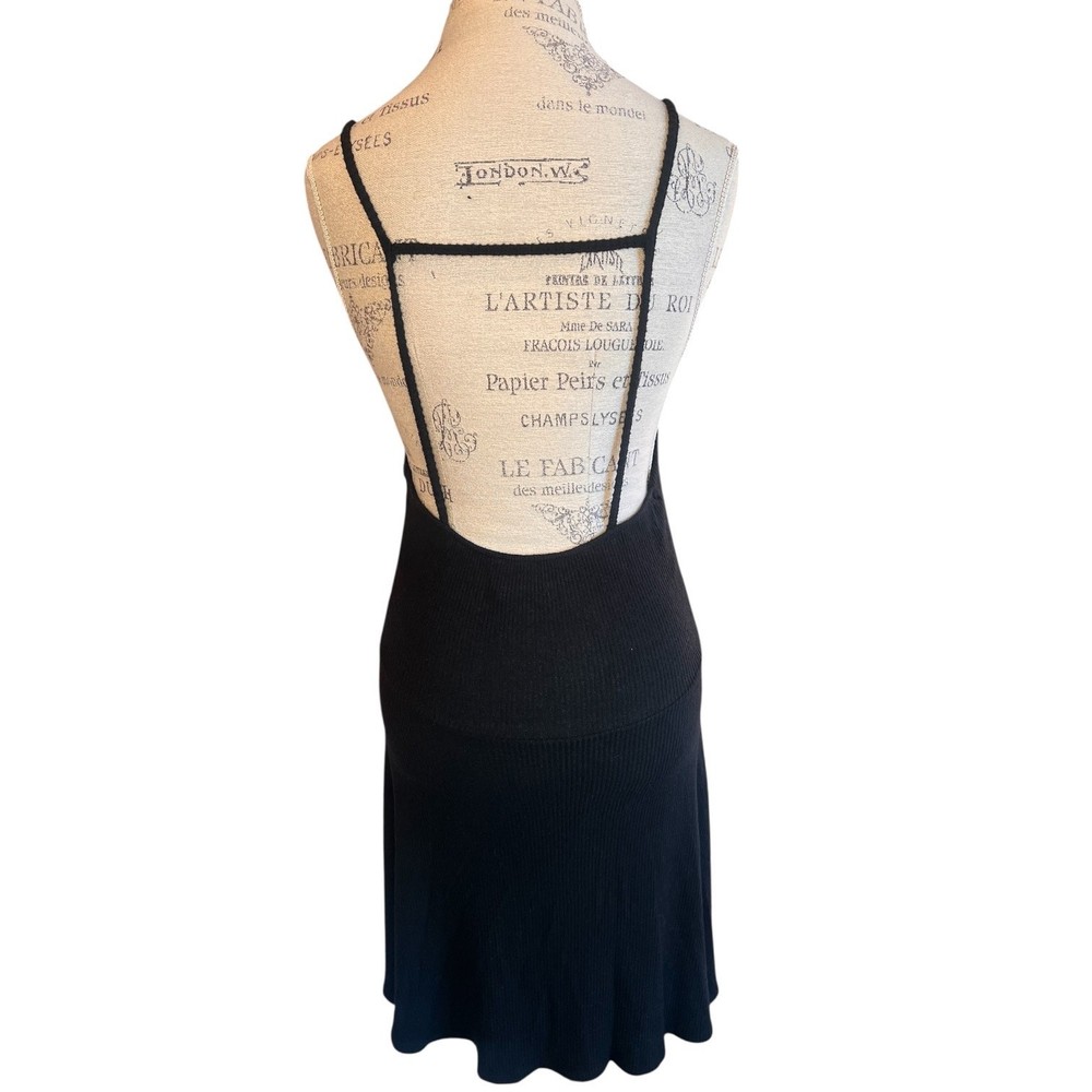 Sadie & Sage Black Ribbed Midi Dress Open Back Size Medium