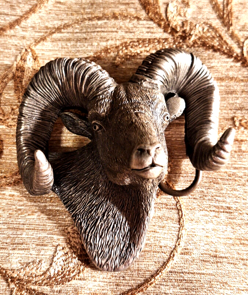 Fine Pewter Ram Head Belt Buckle Vinegarroon Foundries USA Vintage 1980 NEW