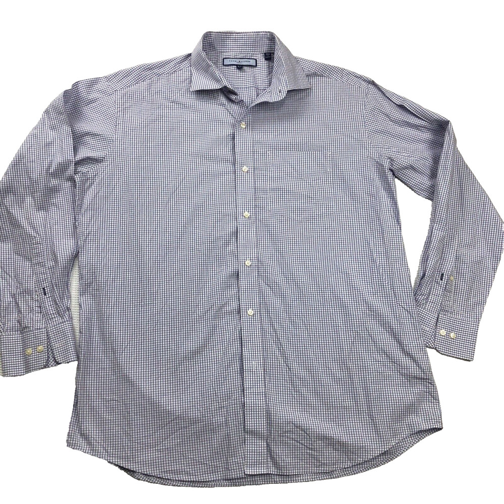 Tommy Hilfiger shirt Men XL Blue gingham button up Long Sleeves plaid