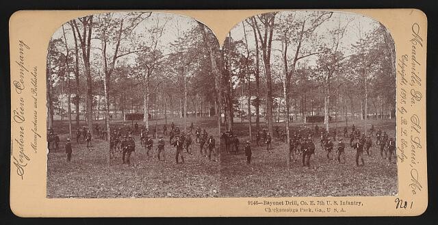 Chickamauga Park Georgia USA 1898 Co E 7th U.S. Infantry Bayonet Drill