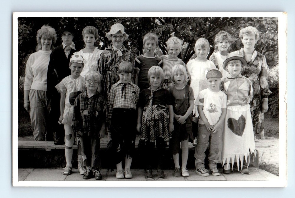 Old Vintage Photo WOMAN BOYS GIRLS CHILDREN IN COSTUME GROUP PICTURE