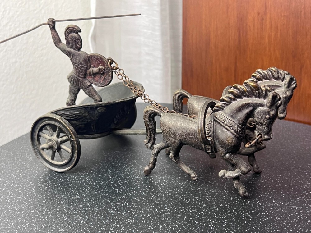 Bronze Statue Achilles Mythology Greek Hero Trojan War On Chariot D1223-image