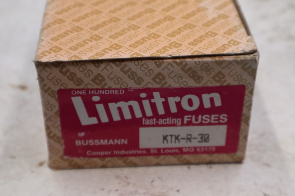 Box of 10 NEW Bussmann Limitron KTK-30 Fast Acting Fuses 30A 600V (B8D)