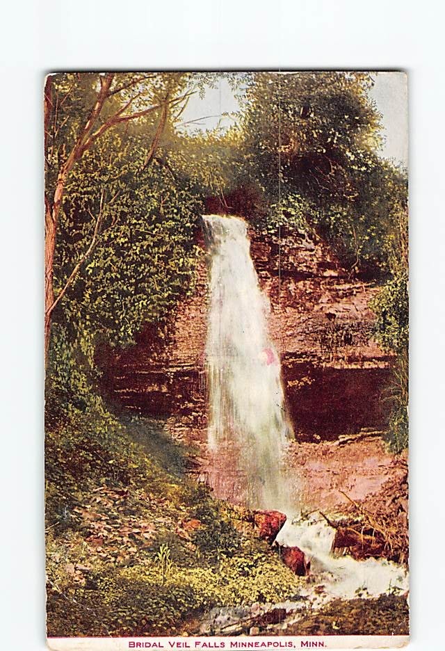 Postcard Bridal Veil Falls Minneapolis Minnesota USA North America