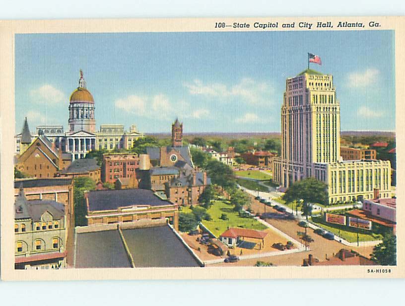 Unused Linen CITY HALL SCENE Atlanta Georgia GA hs5895@