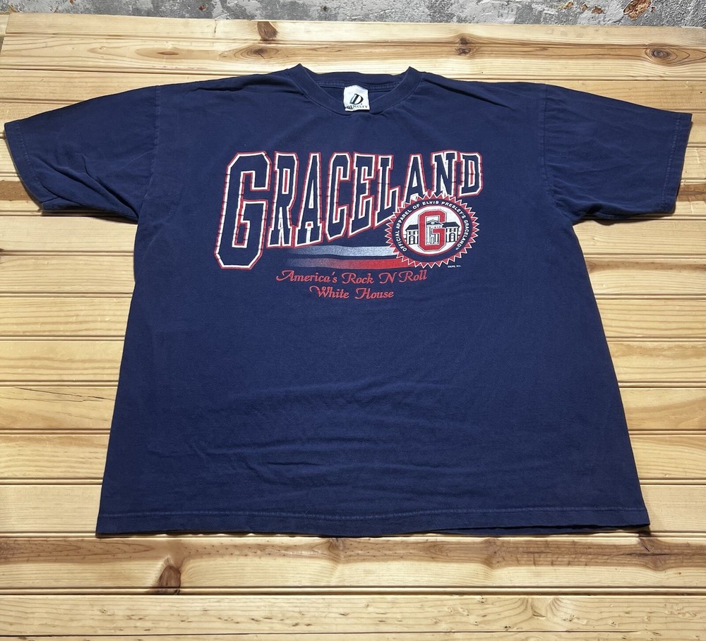 Vintage 90s Y2K Elvis Presley Graceland Rock N Roll White House Shirt Size XL