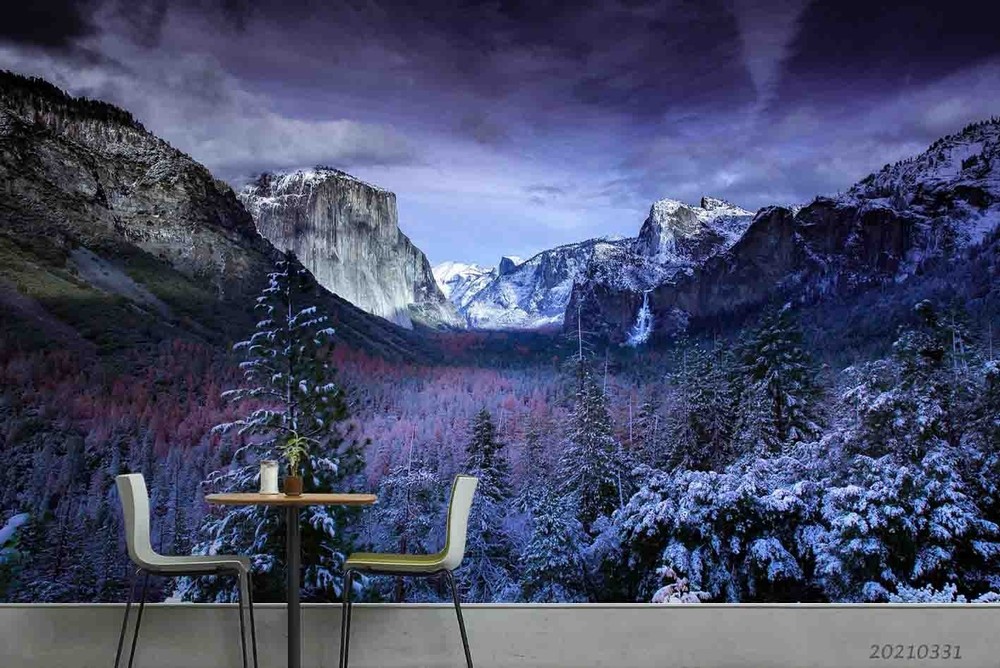 3D Mountain Forest Winter Landscape Wall Murals Wallpaper Murals Wall Sticker