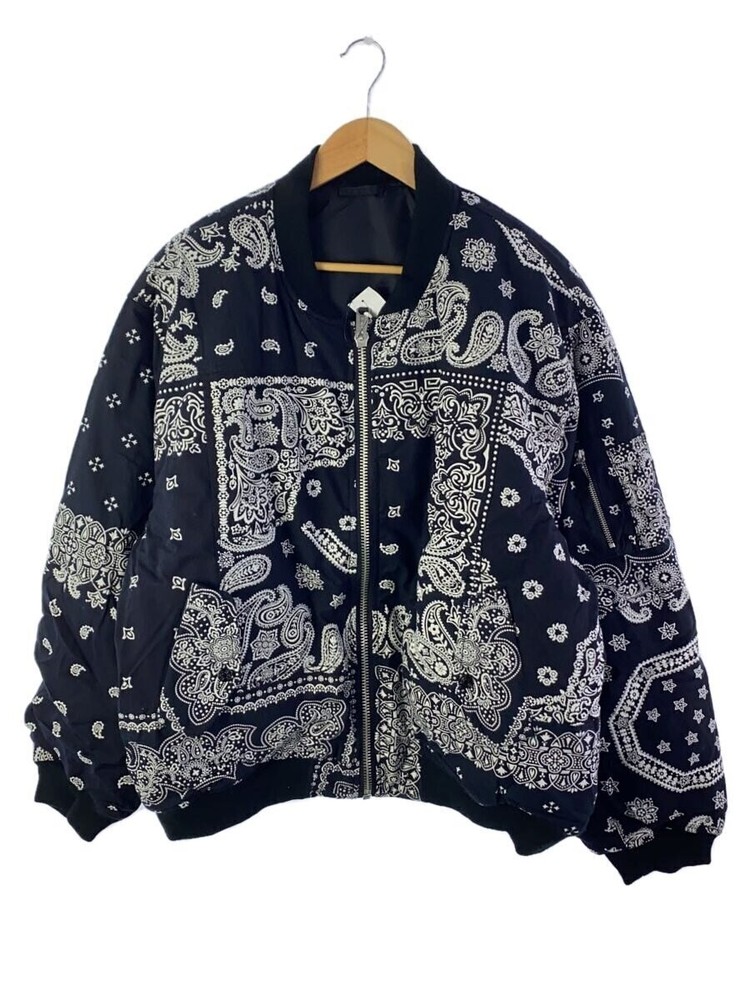 Miyagihidetaka Flight Jacket/-/Polyester/Blk/Allover Pattern 30101