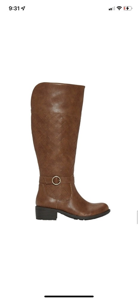 St Johns Bay Riding Boots Sz 7 Cognac Deer Tall Brown Memory Foam Zipper NEW $80