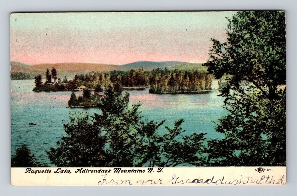 Adirondack Mountain NY- New York, Raquette Lake, Antique, Vintage c1907 Postcard