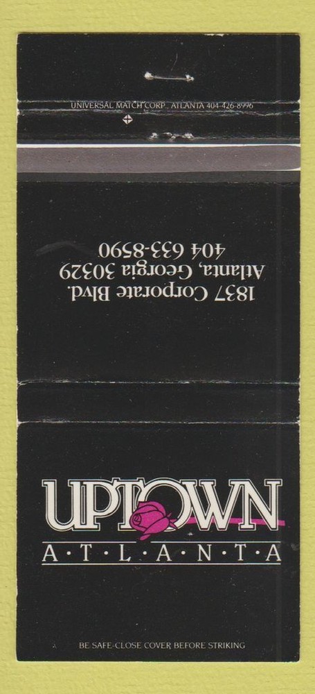 Matchbook Cover - Uptown Atlanta GA WEAR 30 Strike