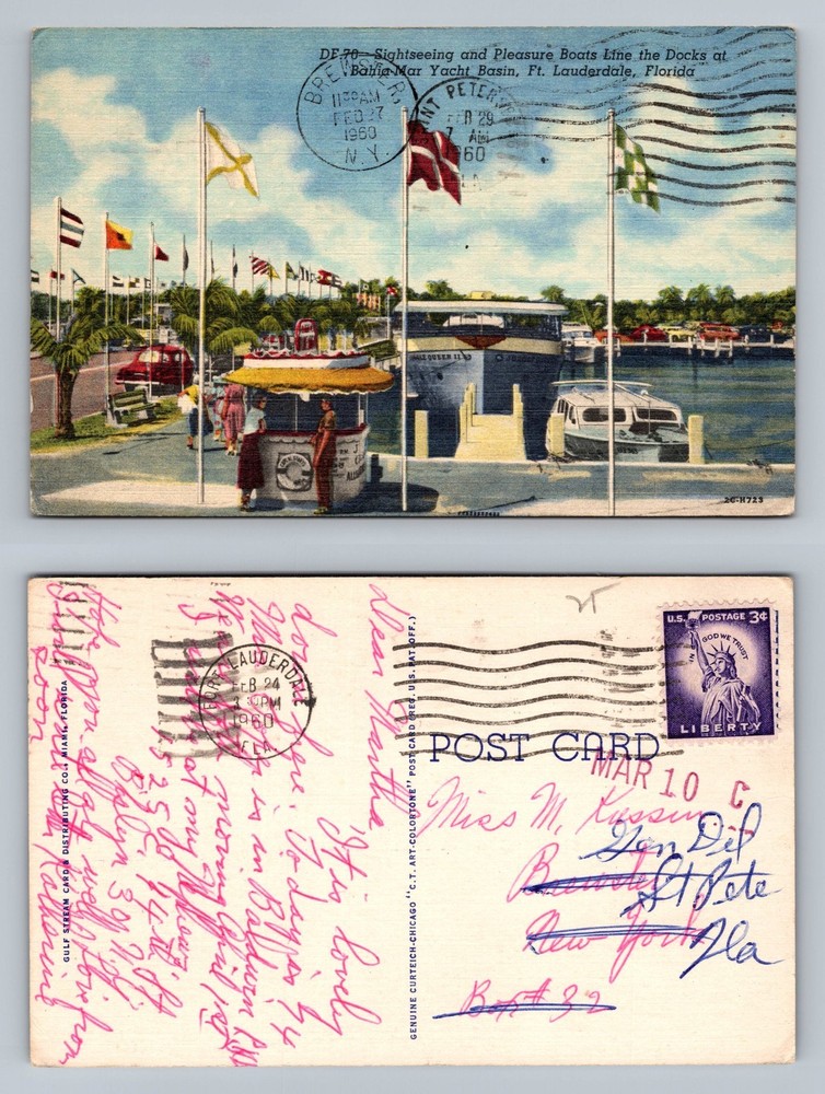 Ft. Lauderdale, FL-Florida, Bahia Mar Yacht Basin Boats, Vintage c1960 Postcard