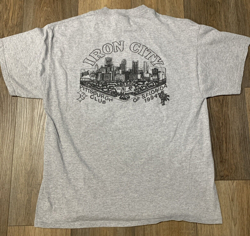 VTG 1994 Iron City Pittsburgh Club of Florida T Shirt Mens L Gray Made in USA
