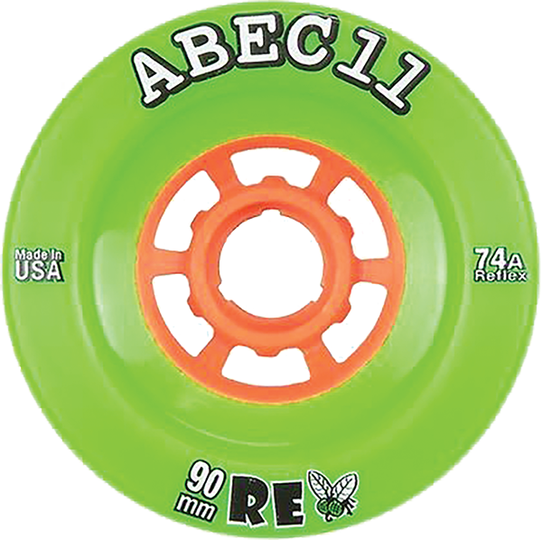 ABEC11 FLY Wheels ReFly 90mm 74a Lime Orange Skateboard Wheels Set of 4