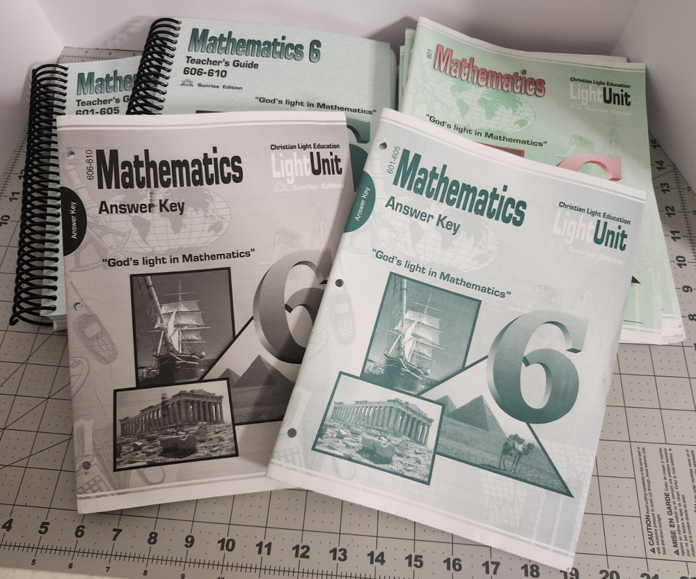 Christian Light Education Math 6 Teacher Books Sunrise - Answer Keys - Workbooks