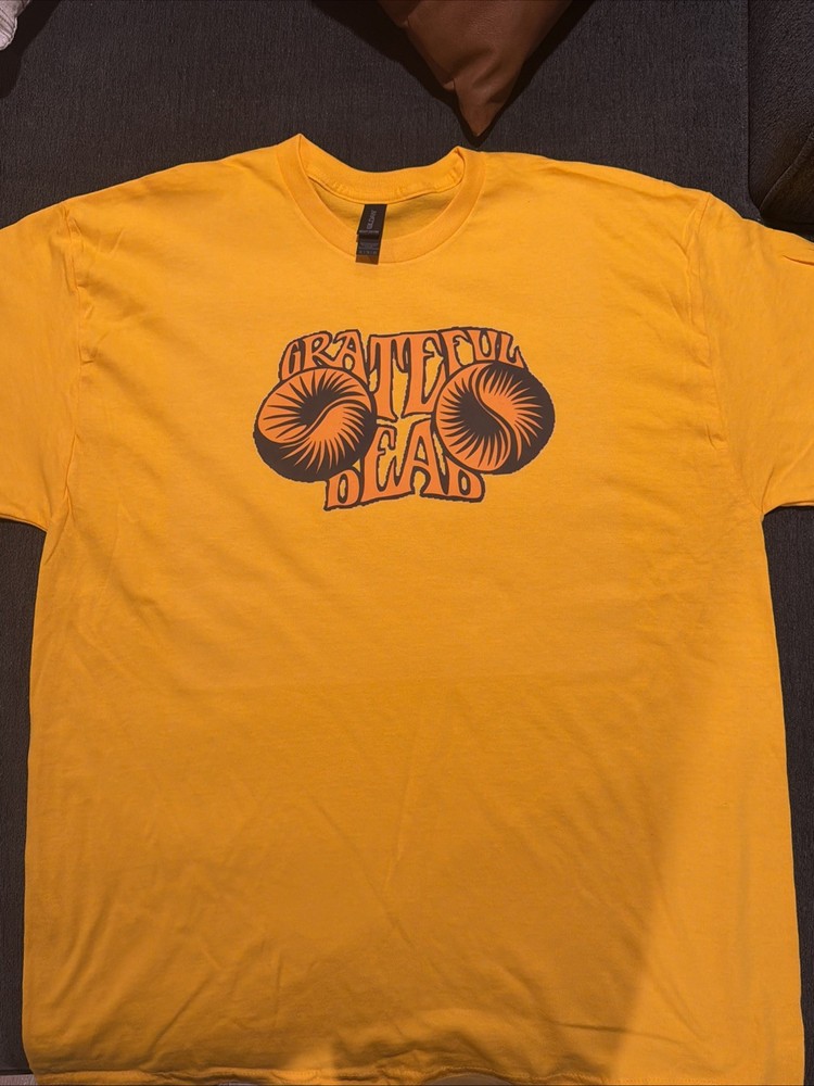 Grateful Dead Spiral Logo Tee Yellow XL Vintage Style