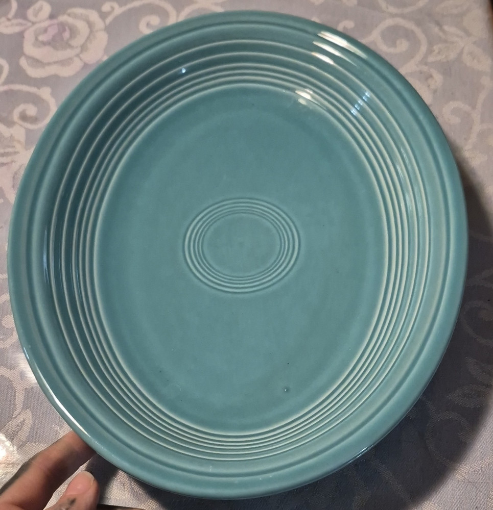 Fiesta Blue 12in Plate HLC Ceramic Round Glossy Lead-Free Printed Backstamp