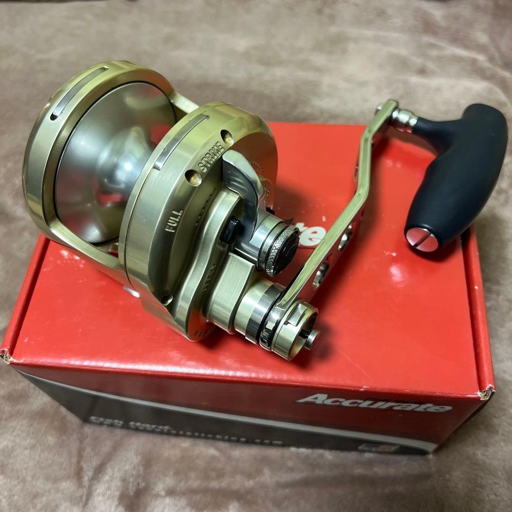 Accurate BX2-30N Left-Handed Saltwater Jigging Reel, Custom Handle, Used-image