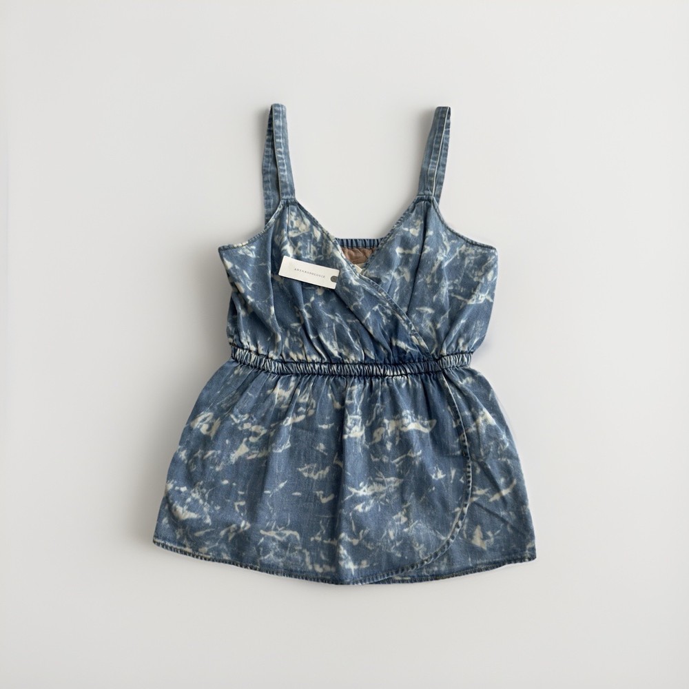 Anthropologie Porridge Boho Festival Summer Sky Blue Denim Small Tank Top- NWT