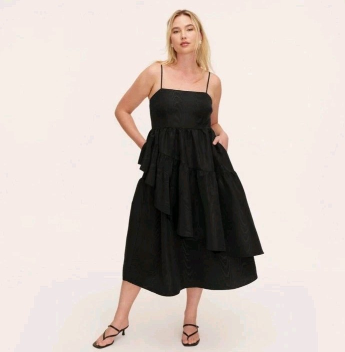 Kate Spade  Strappy Tiered Ruffle Midi Dress Size M