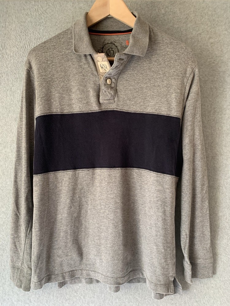 Gap Mens Rugby Shirt Sz S Athletic Fit Colorblock Gray Navy 90's Y2K