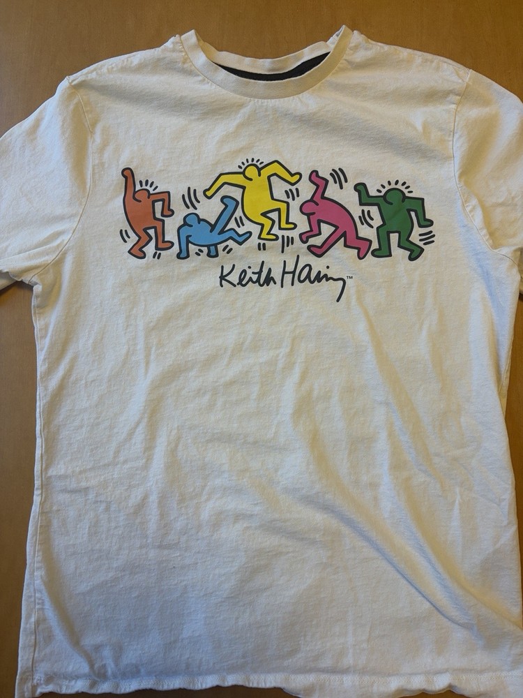 Keith Haring T Shirt Adult Small White Graphic Dancing Figures Pop Art Tee