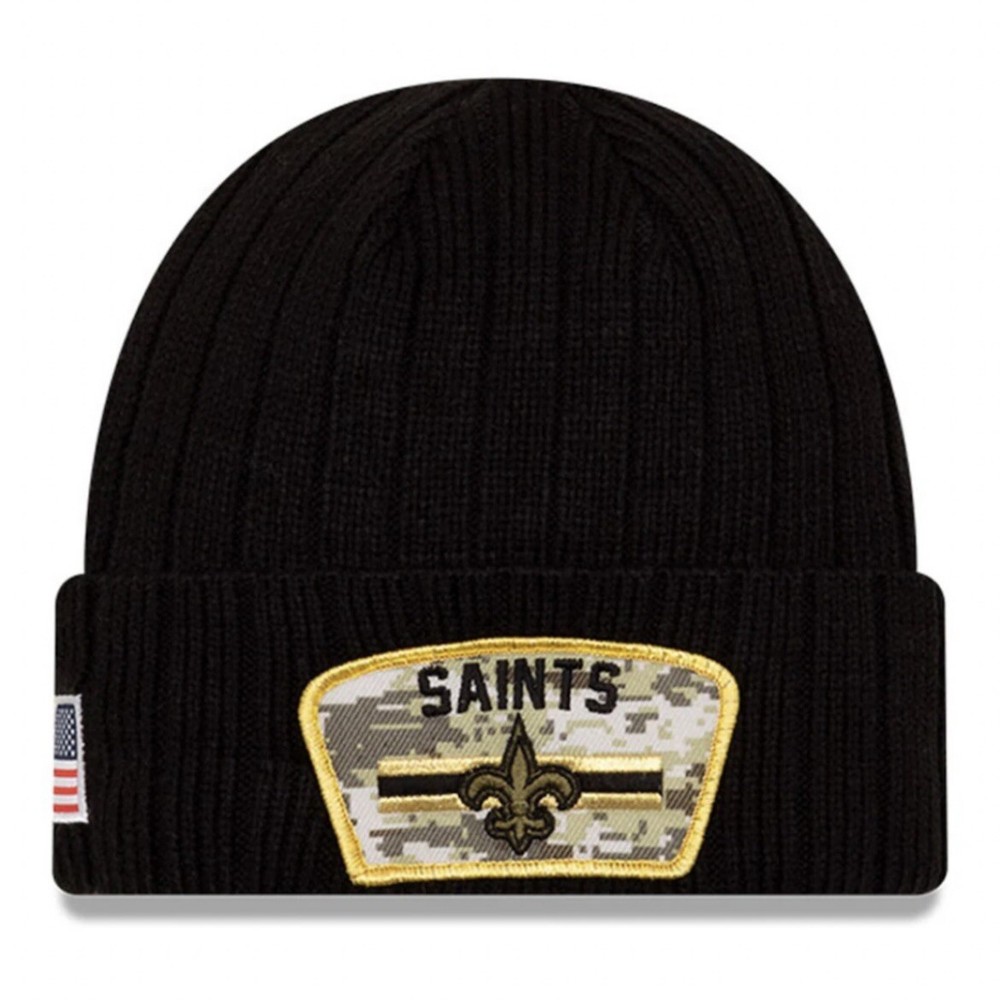 New Era New Orleans Saints NFL Salute Service Black Knit Beanie Toboggan Hat Cap
