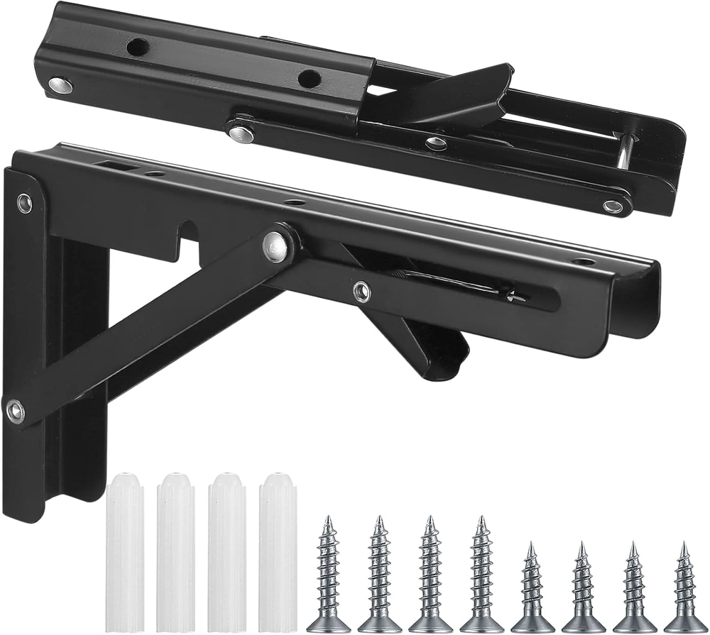 2-Pack Heavy Duty 10-Inch Floating Triangle Shelf Brackets for Foldable Shelves
