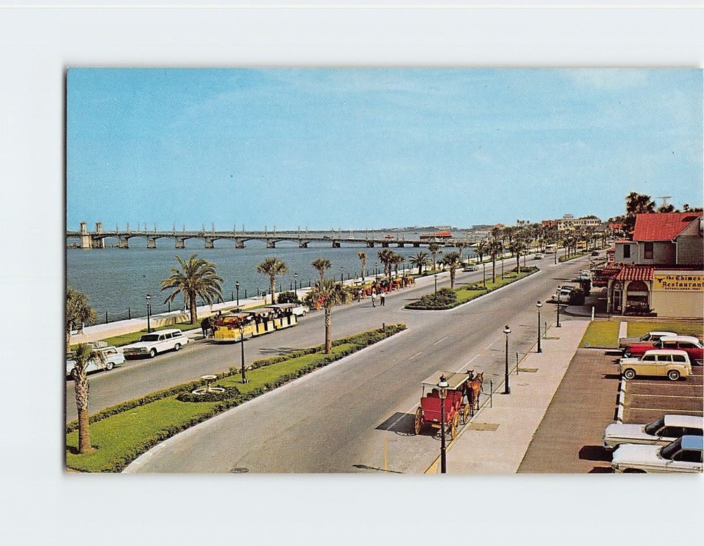 Postcard Matanzas Bay Front Overlooking Bridge of Lions St. Augustine Florida