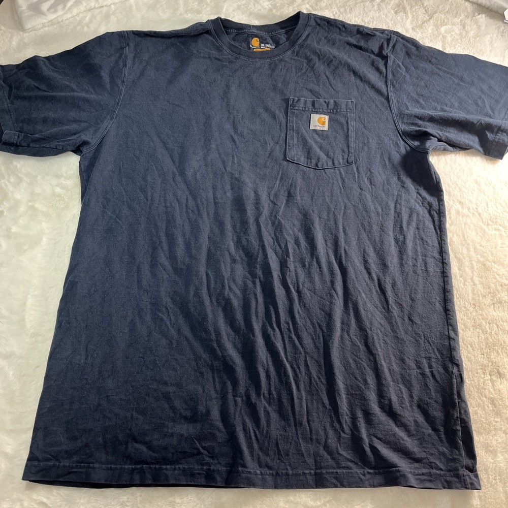 Carhartt Shirt Mens XL Tall Blue Pocket Short Sleeve Crewneck Original Fit