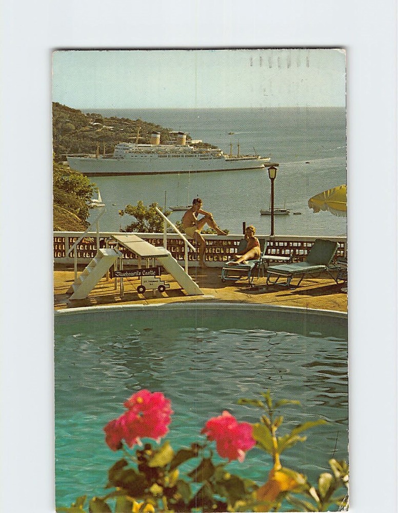 Postcard Bluebeard's Castle Hotel's Pool St. Thomas Virgin Islands USA