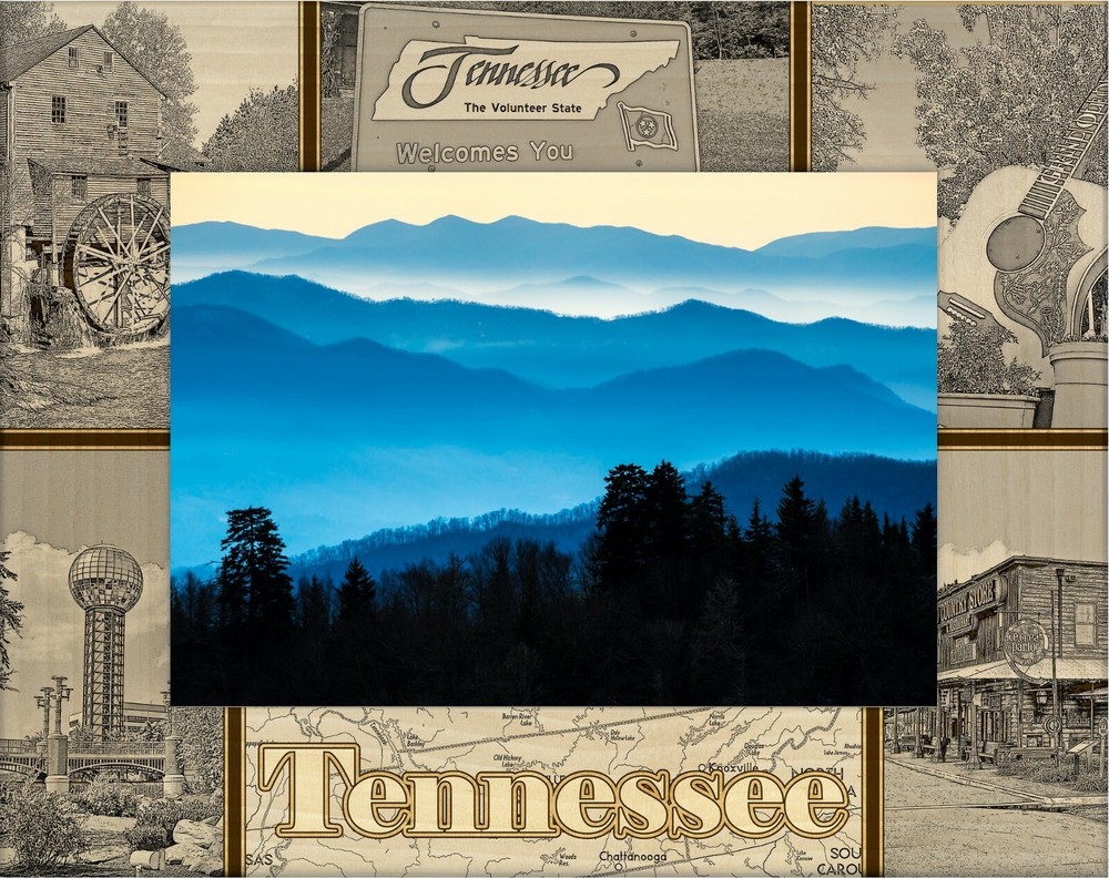 Tennessee Landmarks Laser Engraved Wood Picture Frame Landscape (4 x 6)