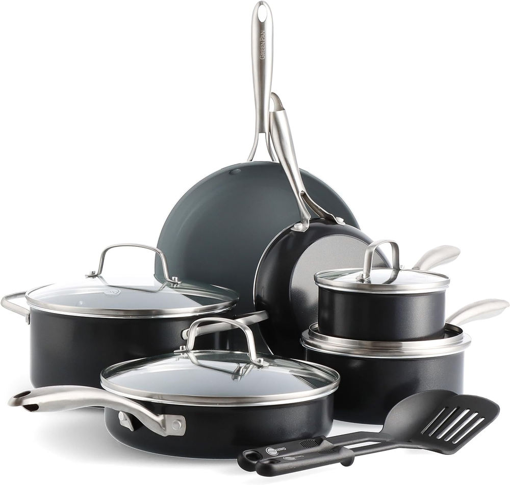 12-Piece Swift Ceramic Nonstick Cookware Set – PFAS-Free Induction Ready Hard Anodized