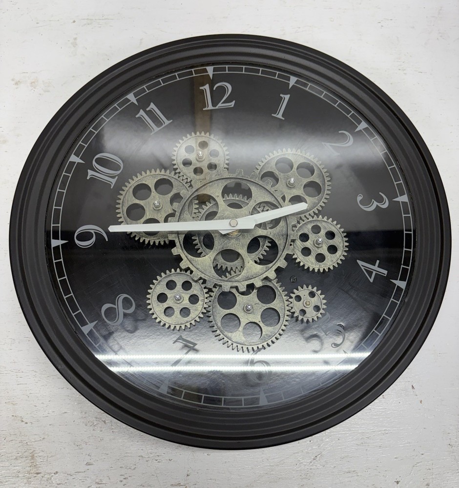 CLXEAST 15 Inch Real Moving Gear Wall Clock, Vintage Industrial Steampunk Met...