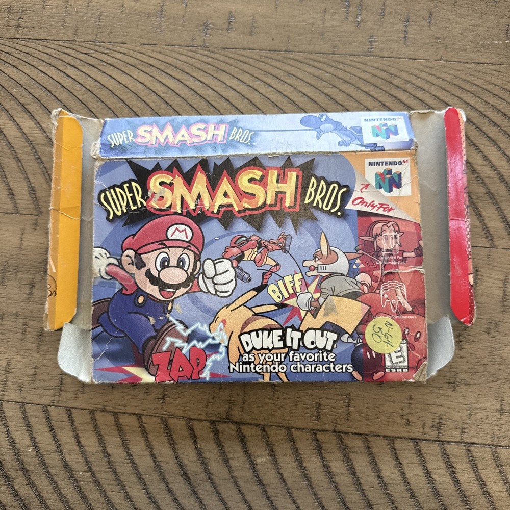 Super Smash Brothers Nintendo 64 N64 Box Only  - Box Damage. Rough Shape