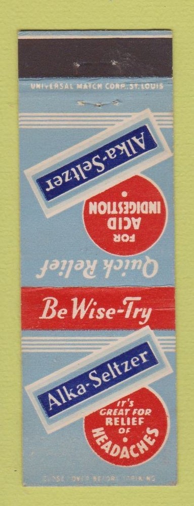 Matchbook Cover - Alka Seltzer Antacid