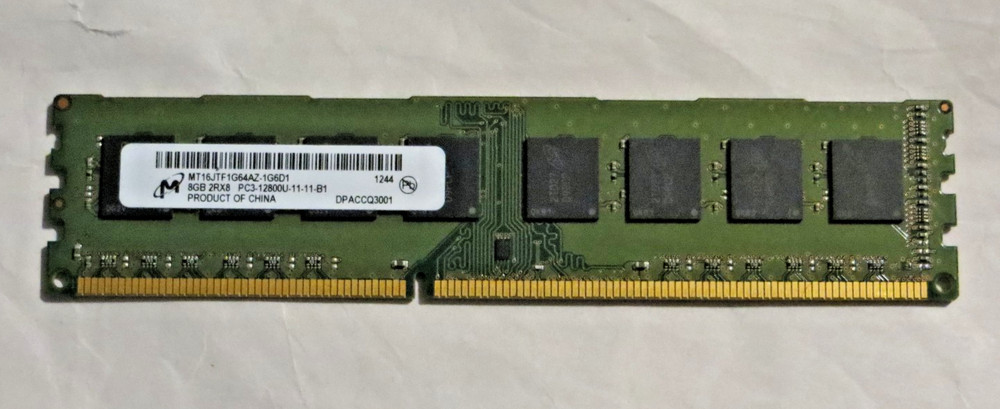Micron 8GB DDR3 RAM 1600MHz Desktop PC3-12800U 2Rx8 DIMM MT16JTF1G64AZ-1G6D1 1.5